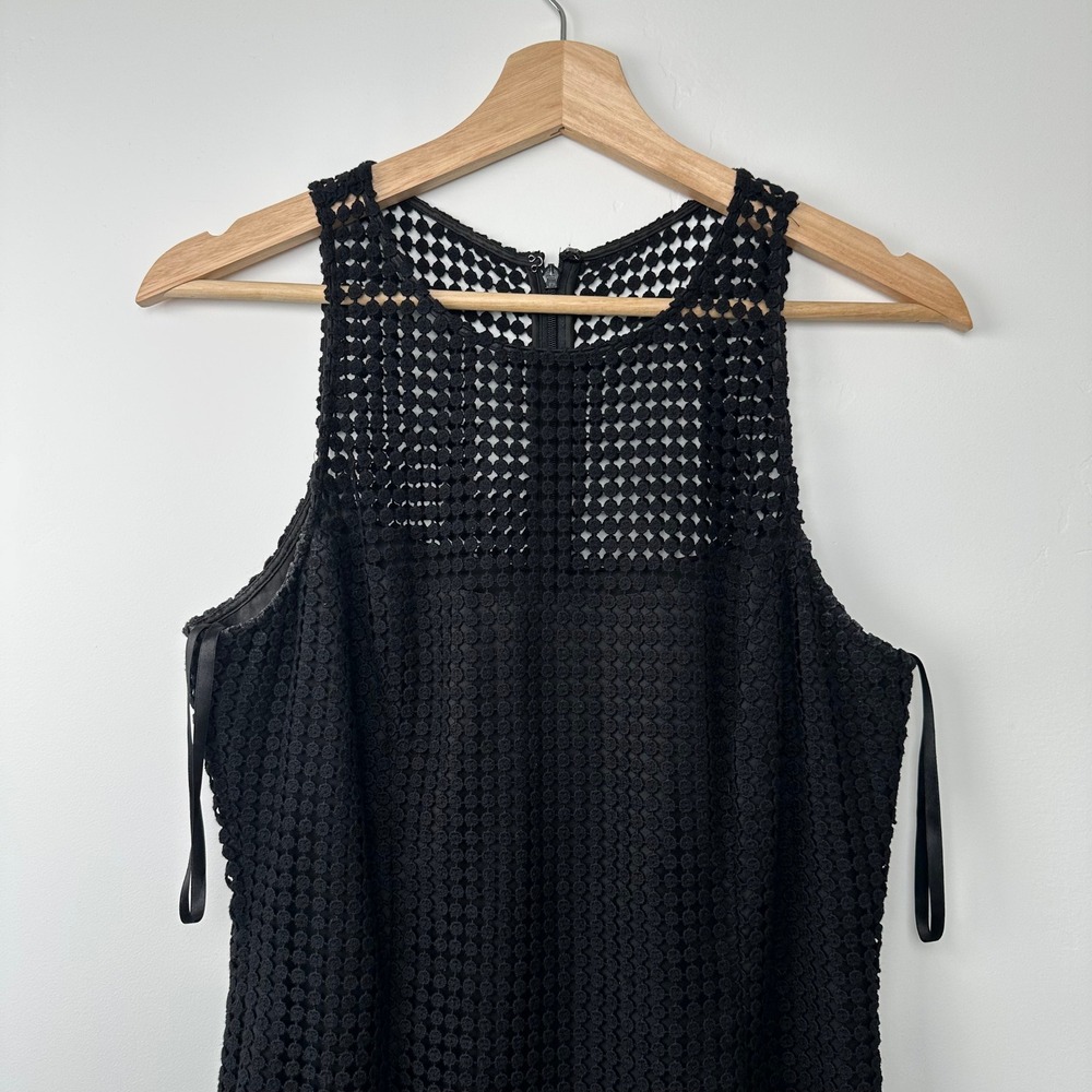 White House Black Market Dress Women 4 Black Eyelet Lace Sheath Sleeveless Midi